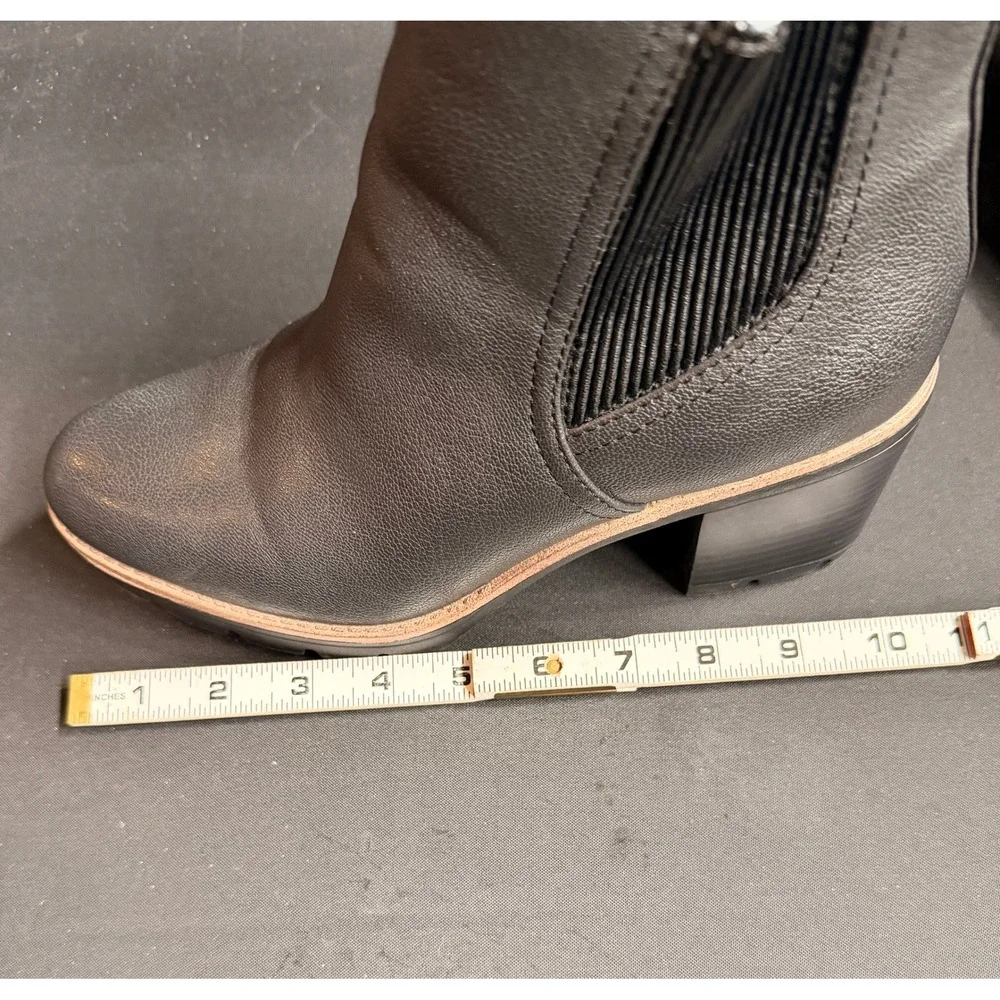 Naturalizer Madalynn Gore Black Ankle Boots Block Heel Lug Sole Women 8.5M Comfy